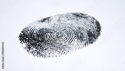 Close-up detailed image of a human fingerprint, showcasing unique whorl patterns and ridge detail for identification purposes