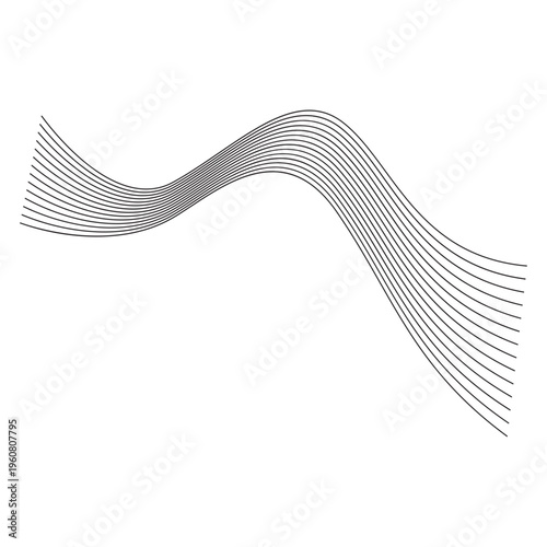 Minimalist Abstract Wavy Line Art Design Decorative Element Illustration