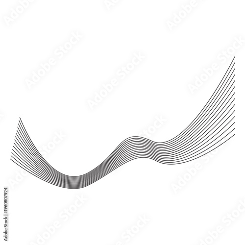 Minimalist Abstract Wavy Line Art Design Decorative Element Illustration