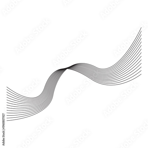 Minimalist Abstract Wavy Line Art Design Decorative Element Illustration