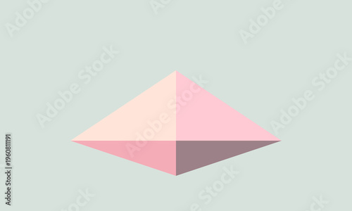 A minimalist geometric pyramid illustration featuring soft pastel pink shades on a light background