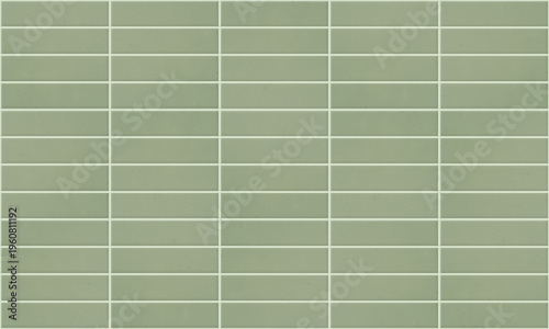 Seamless pattern. Sage green tile wall and floor texture. Horizontal tiles. Tileable background. 