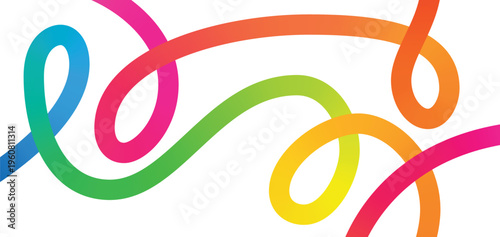 Abstract color gradient line waves, flowing ribbon curves and swirl shapes, dynamic doodle lines with smooth motion, modern graphic design element for background, poster, branding. Vector illustration