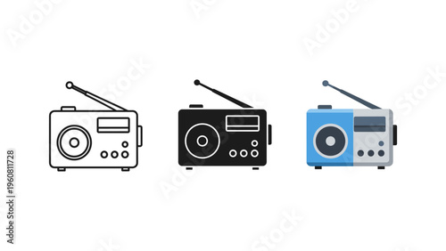 evolution of radio technology from vintage to modern flat design vector illustration