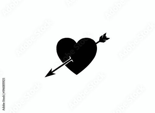 Heart Struck by Arrow: A simple yet potent symbol of love and affection. A single arrow pierces a black heart, evoking the powerful emotions of love, heartbreak, and passion.