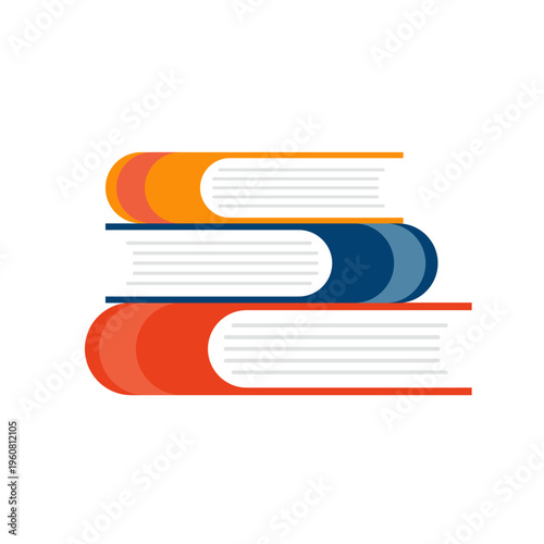 Stack of Three Colorful Books Illustration Representing Education and Learning