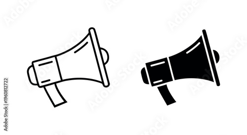 Black and white megaphone icons loudspeakers.