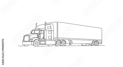 Semi Truck Outline Illustration - Freight Transport and Logistics Vehicle