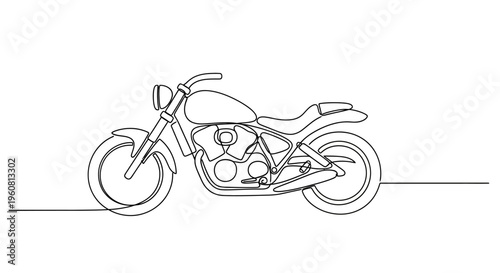 Single Line Drawing of a Motorcycle