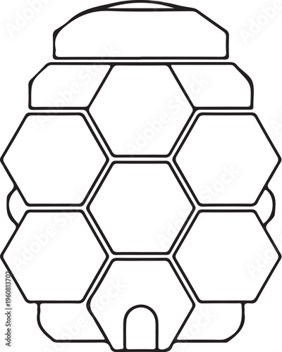 Black and white honeycomb, beehive icon, hexagonal pattern, apiary symbol