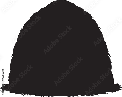 Furry beanie hat, black fur hat, winter headgear, vector illustration