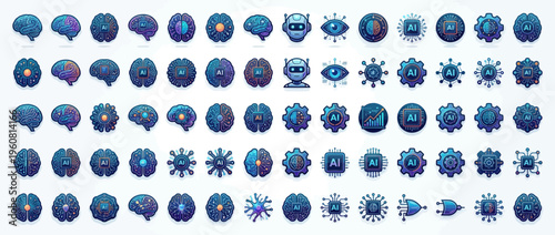 Collection of various blue snowflakes designs.