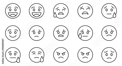 Collection of various emoticon faces.
