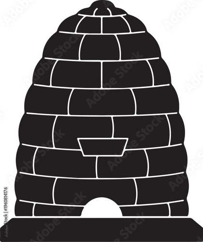 Beehive, honeycomb, black icon, vector illustration, apiary symbol