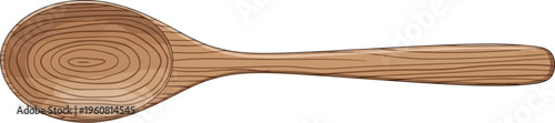 A wooden spoon with a rounded bowl rests on a white surface.
