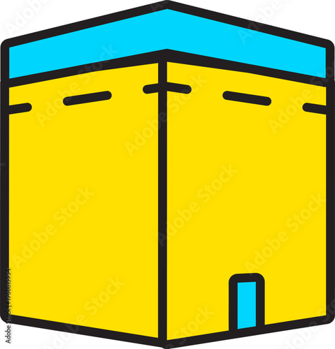 Kaaba Islamic Icon for Prayer Times App and Hajj Umrah Guide UI. Optimized for Islamic mobile application interfaces, prayer time schedule dashboards, and Hajj Umrah pilgrimage guides