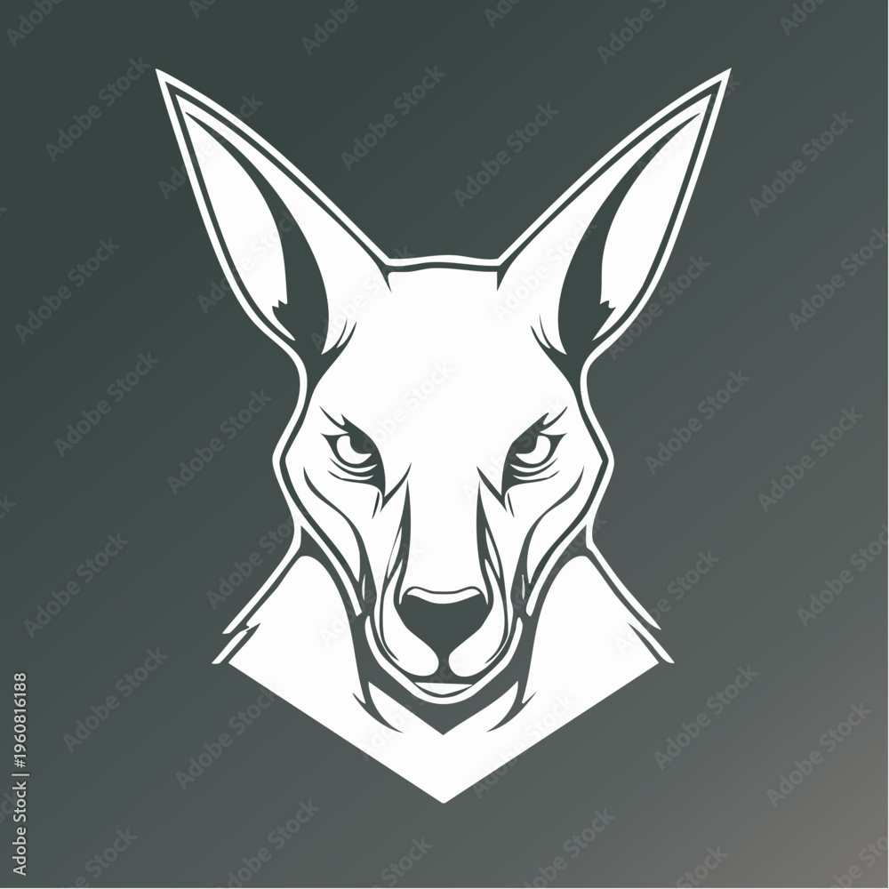 Fototapeta premium Kangaroo Head Illustration Powerful Animal Mascot Logo Design on Dark Background
