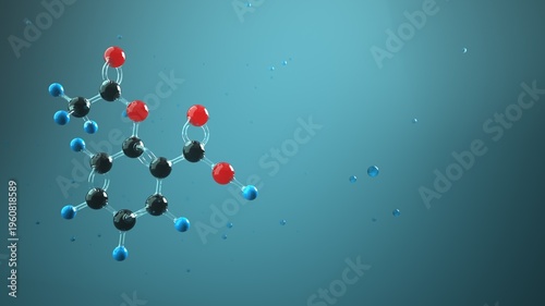 3D illustration Molecule Acetylsalicylic Acid.