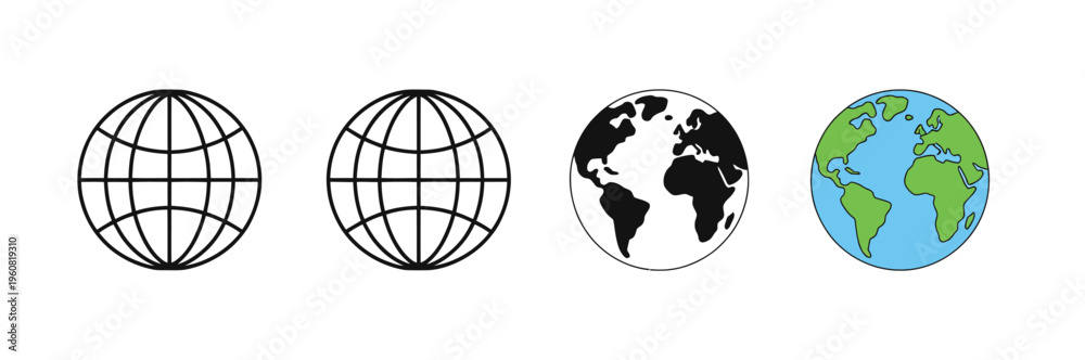 Fototapeta premium Globe Line Icons Editable Map Navigation Symbol Vector
