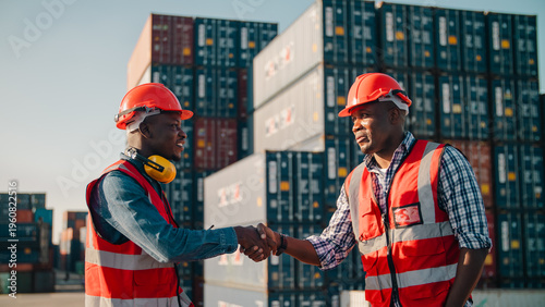 African dock worker handsha...
