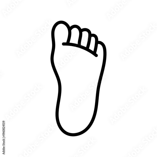 Icône de pied en style outline minimaliste. Illustration vectorielle simple représentant le corps humain, la marche et l’anatomie