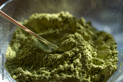 green powder as an ingredient for matcha tea