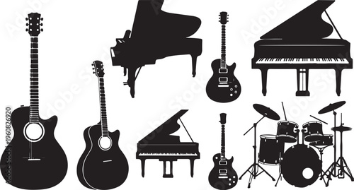 Musical Instruments Silhouettes for Music Lovers and Artists Everywhere