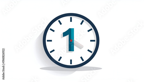 Illustration of a clock face with a large number one indicating the time near one o'clock