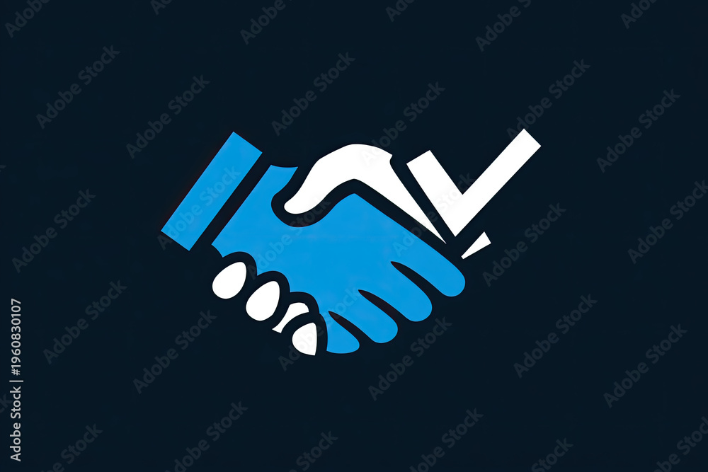 Obraz premium Deal Business Logo. Handshake Check Mark Icon 