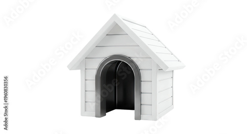 Modern White Dog House with Arched Entrance