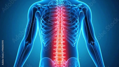 Wallpaper Mural A medical video illustrating a human spine with highlighted areas of pain Torontodigital.ca
