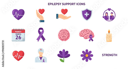 Epilepsy awareness support icons collection.