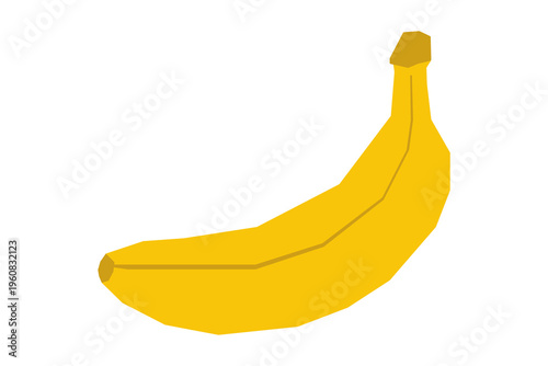Simple illustration of yellow banana in flat paper cut style. Minimalistic tropical fruit icon for stickers, kids cards and decor, for healthy snack and nutrition concept.
