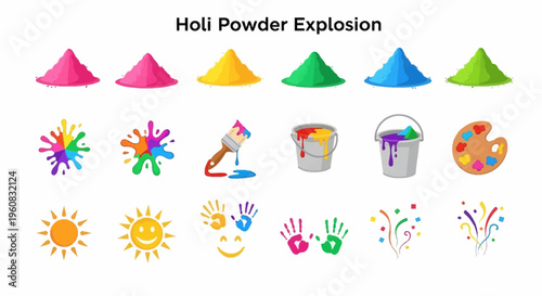 Holi Festival Colorful Powder Explosion.