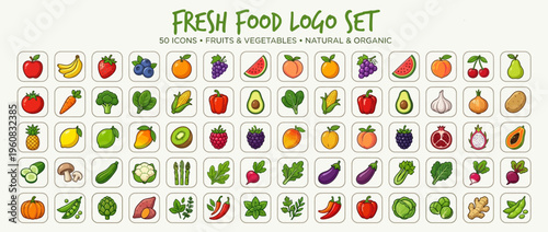 Fresh food logo set collection icons.