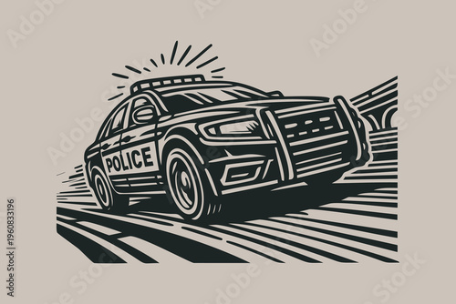 Police Interceptor High Speed Chase Illustration