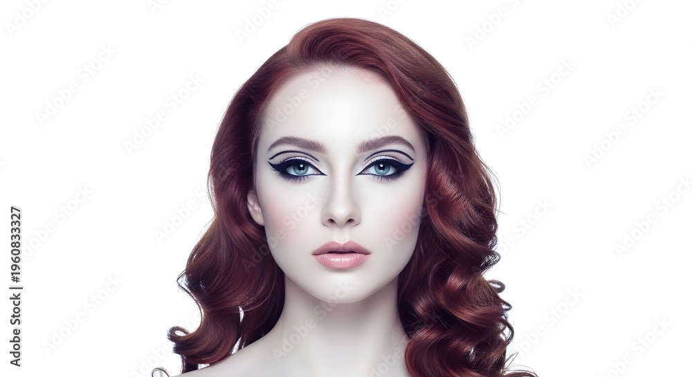 Fototapeta premium Beautiful Woman with Dramatic Makeup and Red Hair