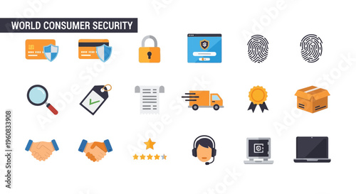 World Consumer Security Icons Set.