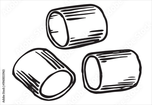 pasta rigatoni. vector illustration in doodle style