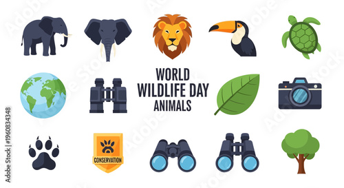 World Wildlife Day Animal Icons.