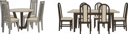 dining, table, chairs, furniture, wooden, set, interior, home, modern, classic, design, kitchen, room, decor, seating, family, diningroom, elegant, lifestyle, illustration