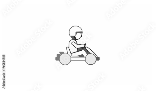 Boy go kart icon vector simple racing kid vehicle illustration