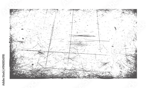 Black and white abstract texture with fine linear scratches and dense border shading