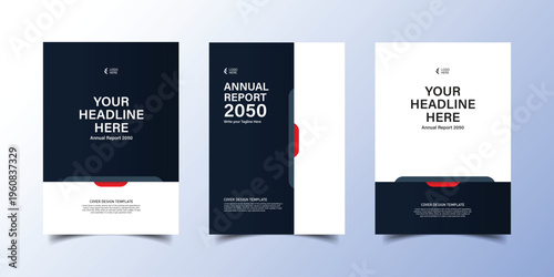 Modern Corporate Cover Template with Dark Blue and Red Accent
