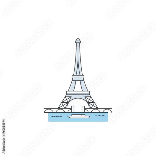 Iconic Eiffel Tower Landmark Structure in Paris France.