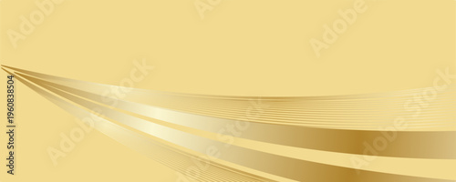 luxury shiny gold gradient background with golden wave thin line papercut design. Premium 3d abstract vector bronze gold glowing 3d wallpaper