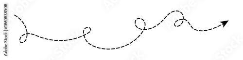 Obraz na płótnie Long squiggle dashed, dotted line arrow vector icon