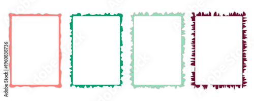 Abstract rough edge frame set with colorful decorative borders