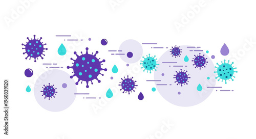 Abstract Coronavirus Particles and Droplets, Medical Science Concept Illustration