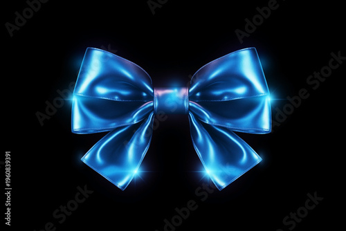 neon foil holiday blue bow isolated